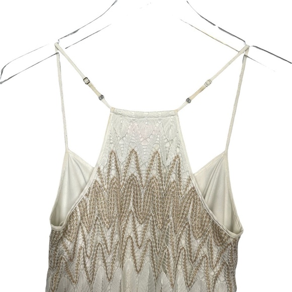 Lilly Pulitzer Mini Dress Sparkly Gold Thread Crochet Adjustable Straps XXS - Picture 4 of 9